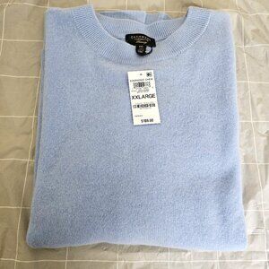 New Women Charter Club Luxury 100% Cashmere Crewneck Light Blue Sweater XXLarge
